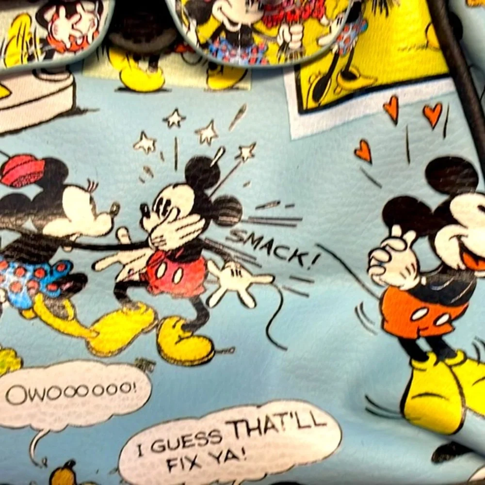 Disney Minnie & Mickey Mouse Lock & Key Satchel Purse Handbag Cartoon Comic Blue